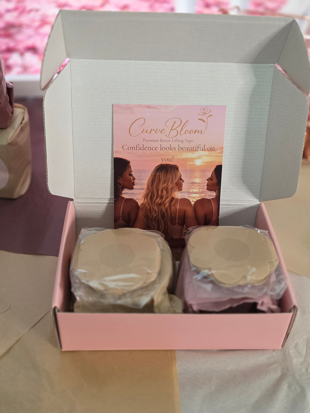 CurveBloom Invisible Lift Tape™ – No-Bra Freedom for Every Outfit